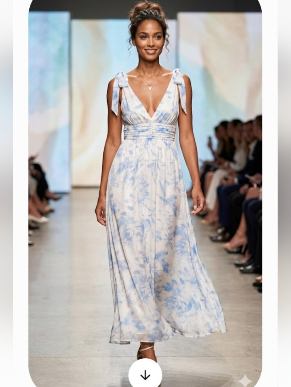 Lulu's Light Blue and White Tie-Shoulder V-Neck Midi Dress